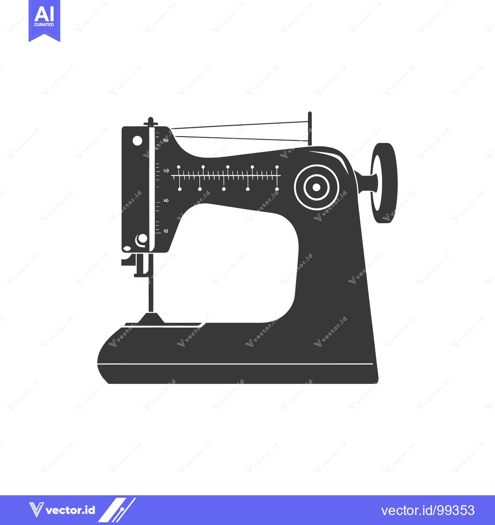 Premium Vector of Silhouette of a Vintage Sewing Machine with a Ruler