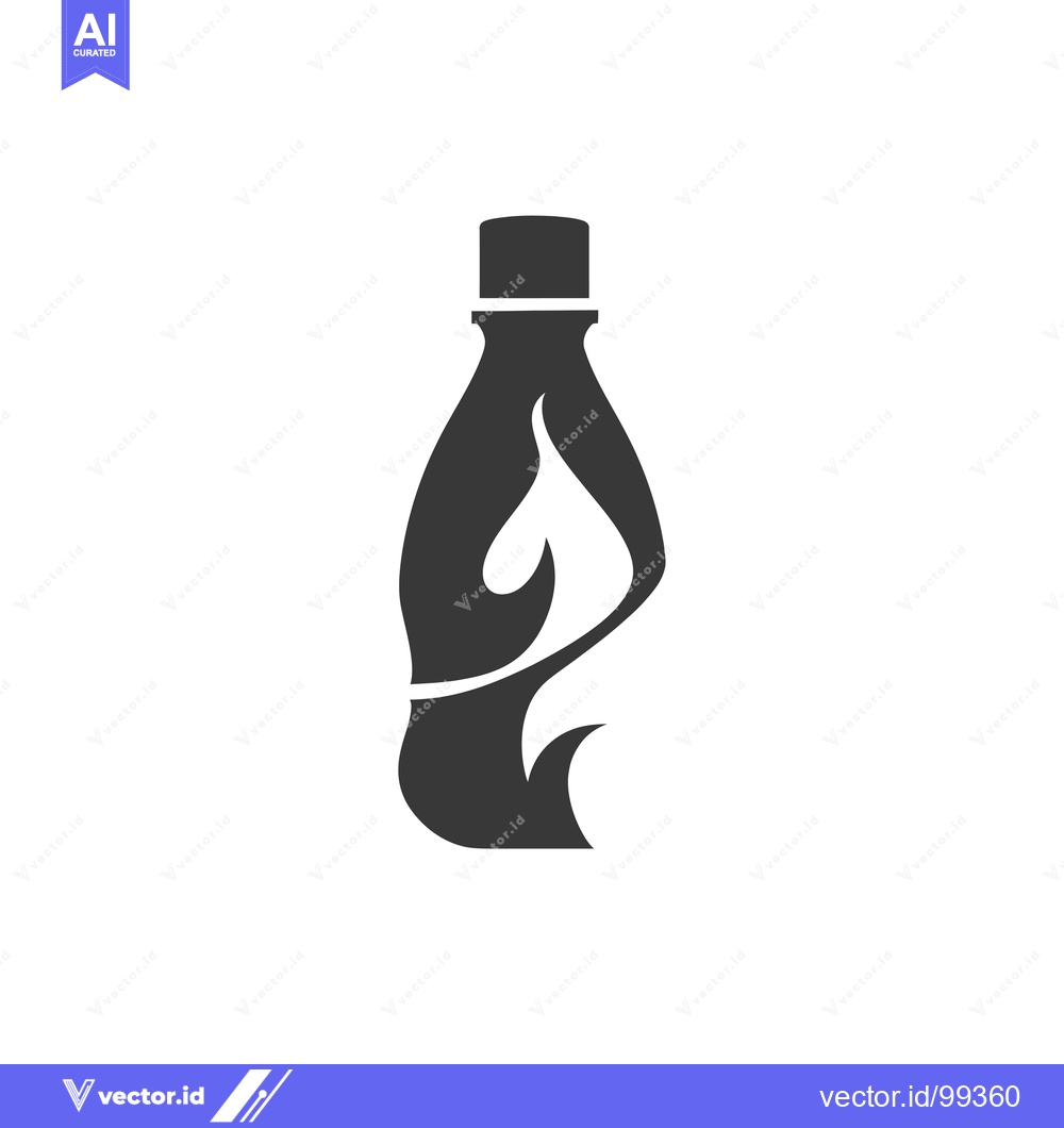 Premium Vector of Silhouette of a Water Bottle with Fire Inside