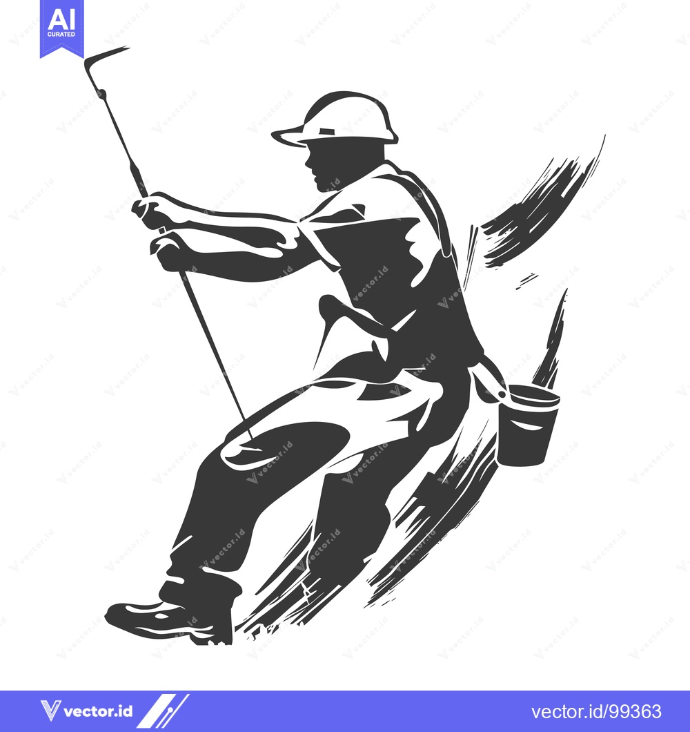 Premium Vector dari Silhouette of a Window Washer Descending a Building