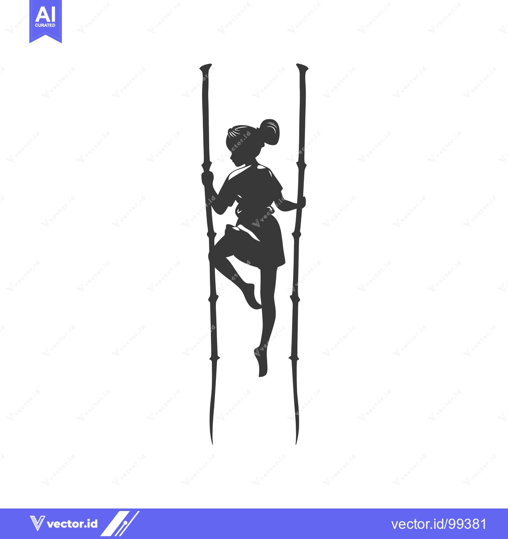 Premium Vector of Silhouette of a woman balancing on two sticks