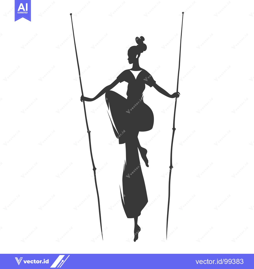 Premium Vector of Silhouette of a Woman Balancing on Two Sticks