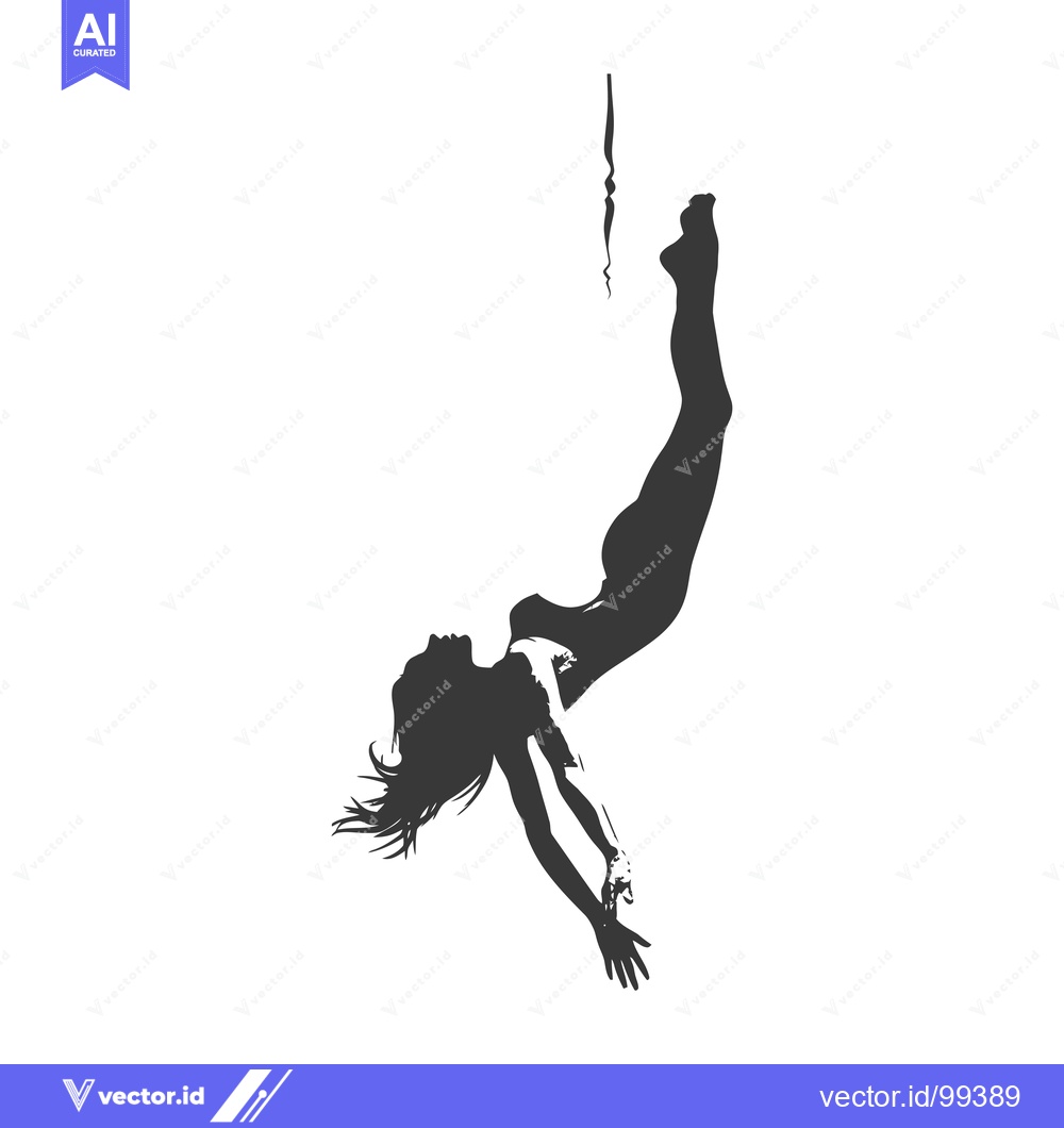 Premium Vector dari Silhouette of a Woman Falling Backwards into Water