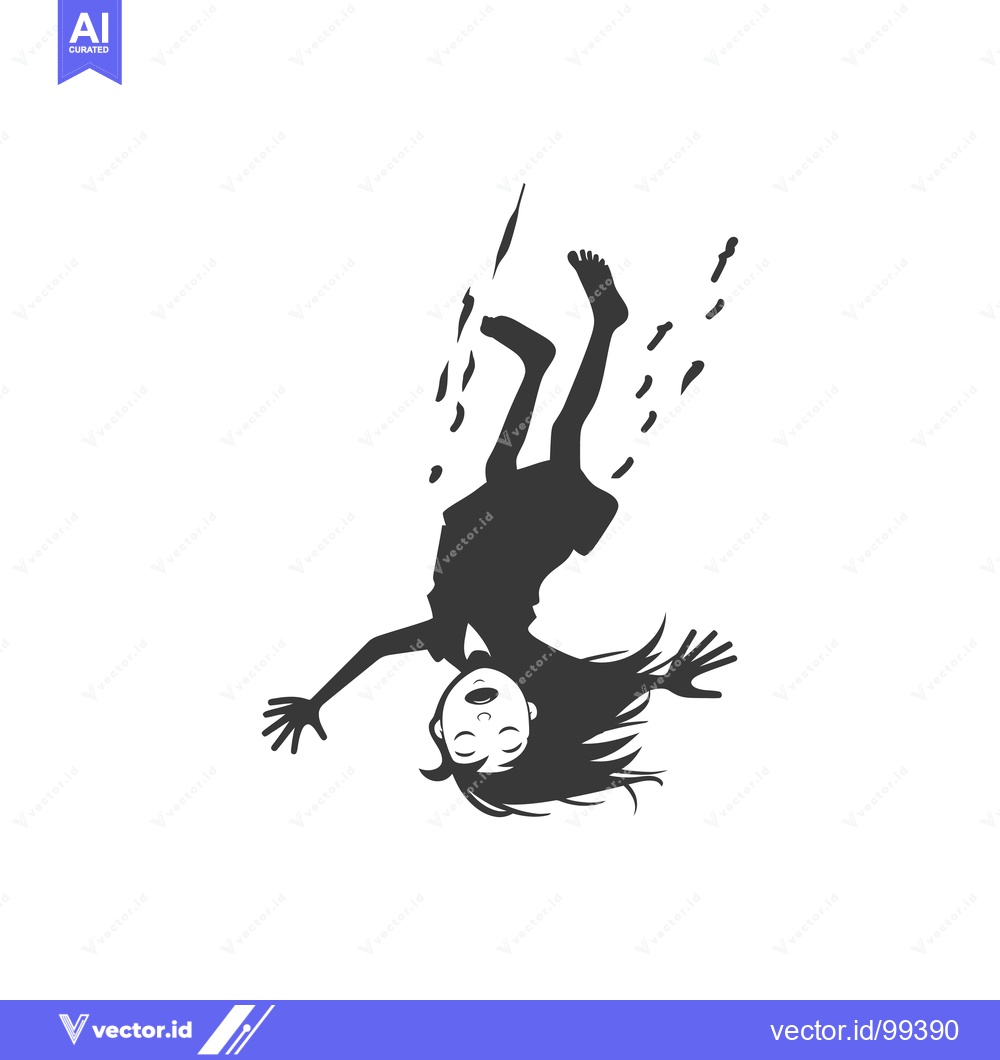 Premium Vector dari Silhouette of a Woman Falling Backwards with Her Hair Flowing