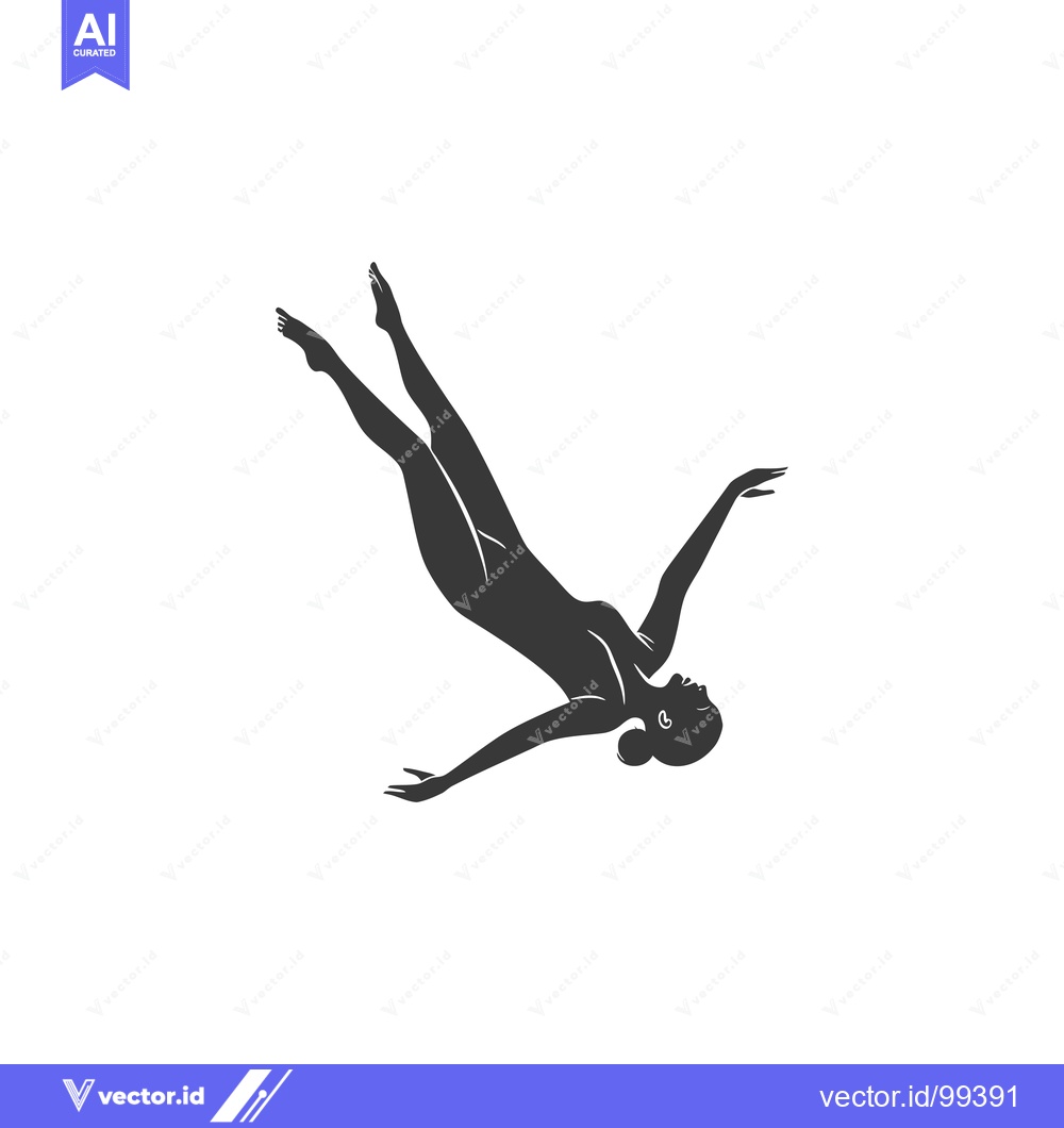 Premium Vector dari Silhouette of a Woman Falling Headfirst