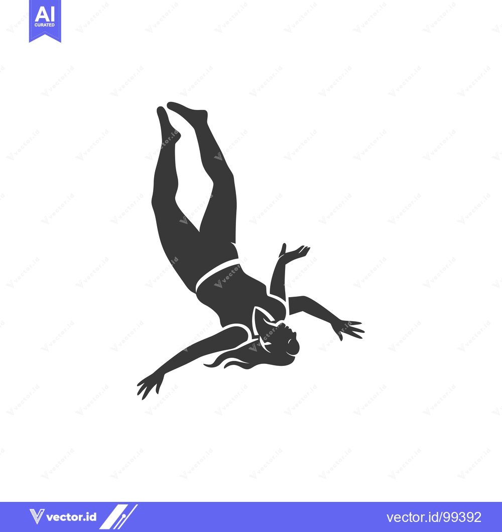 Premium Vector dari Silhouette of a Woman Falling Headfirst