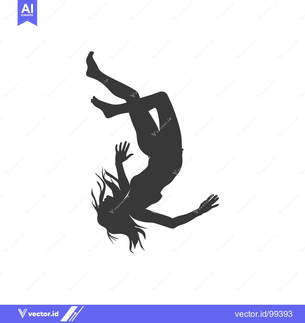 Premium Vector dari Silhouette of a Woman Falling Headfirst