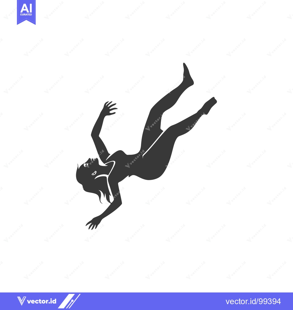Premium Vector of Silhouette of a Woman Falling Headfirst