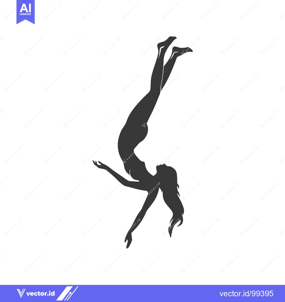Premium Vector dari Silhouette of a woman falling headfirst with arms outstretched