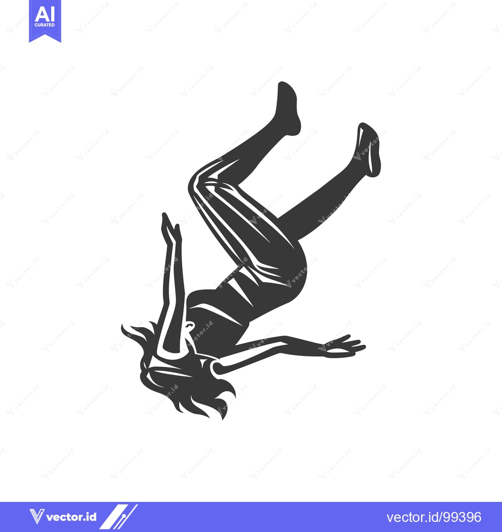 Premium Vector of Silhouette of a Woman Falling Headfirst with Arms Outstretched