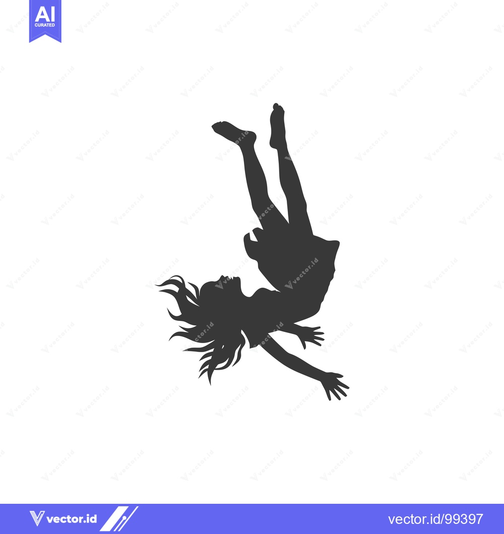 Premium Vector of Silhouette of a Woman Falling Head Over Heels