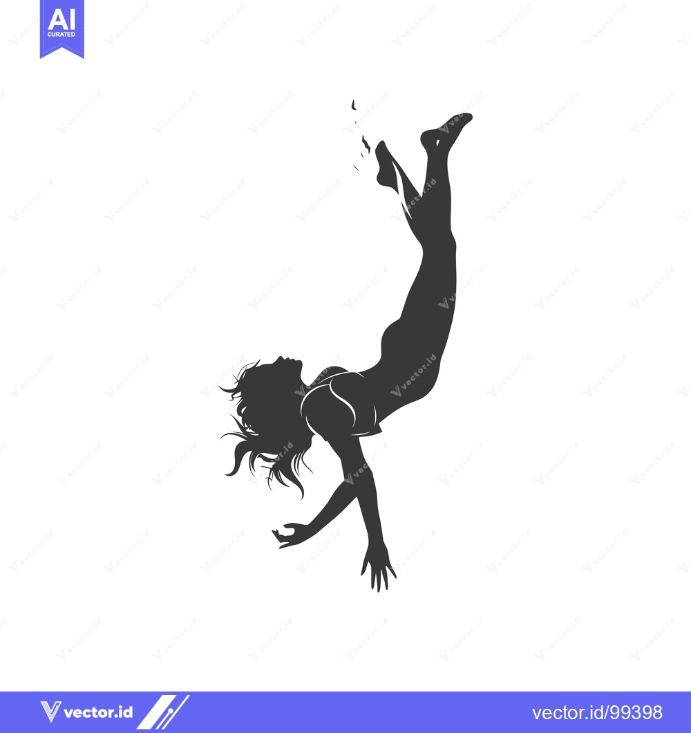 Premium Vector dari Silhouette of a Woman Falling with Arms Outstretched
