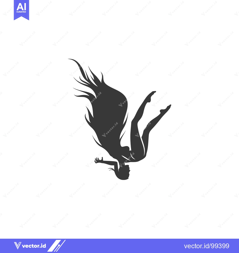 Premium Vector of Silhouette of a woman falling with flowing hair