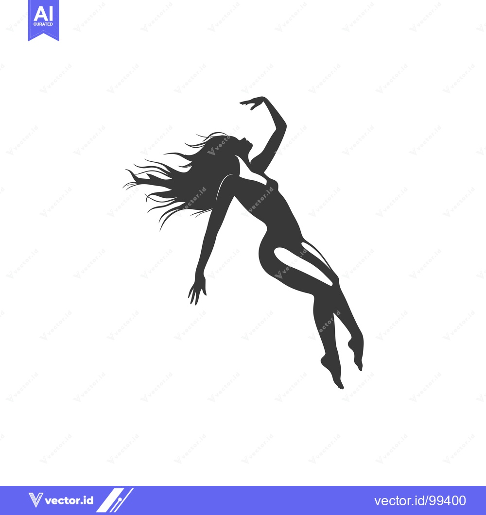 Premium Vector of Silhouette of a Woman Falling with Her Hair Flowing