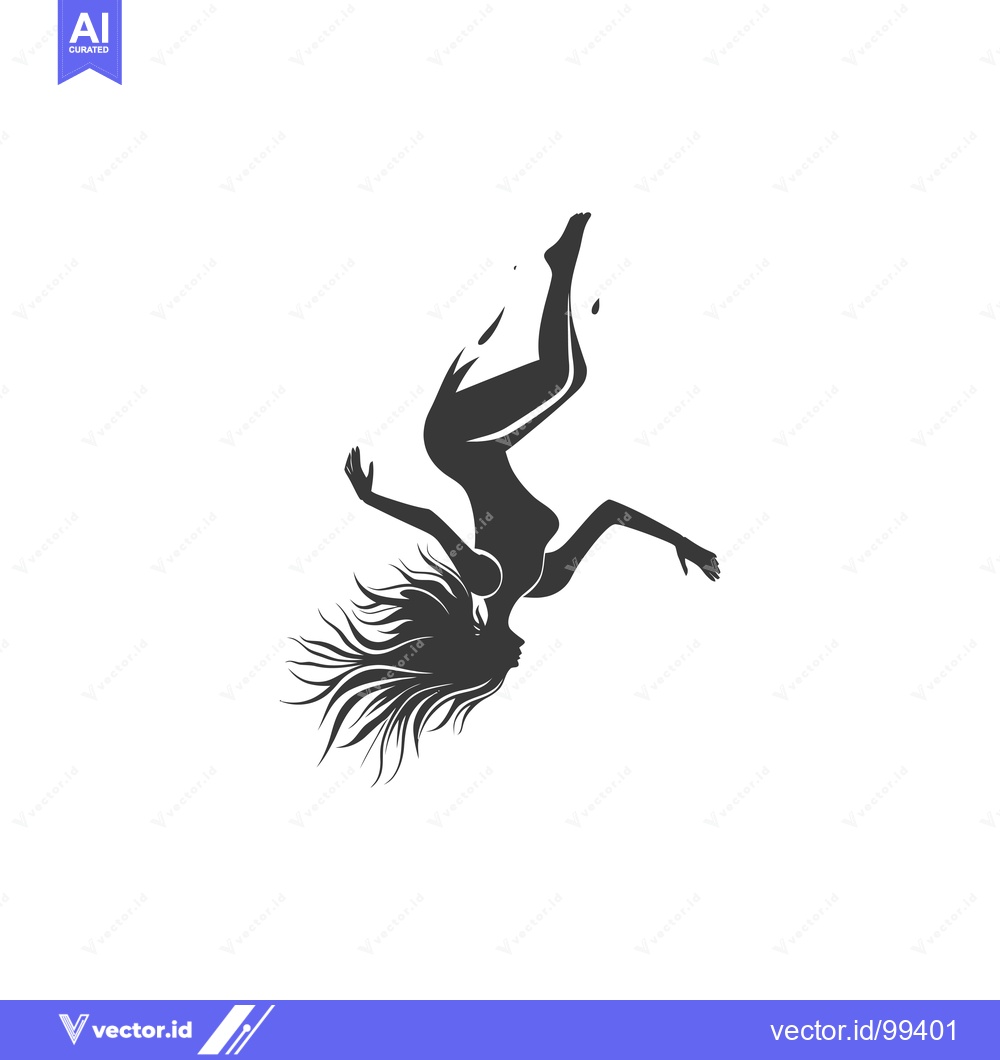 Premium Vector dari Silhouette of a woman falling with her hair flowing