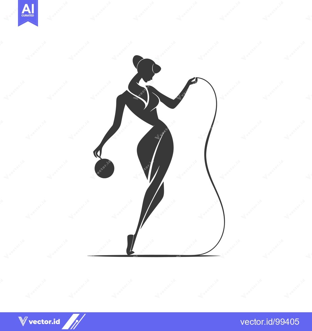 Premium Vector dari Silhouette of a Woman Holding a Circular Object and a Curved Line