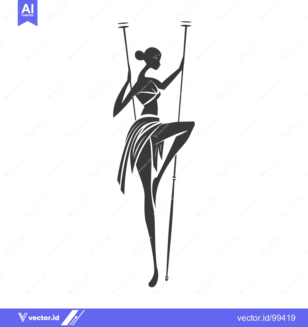 Premium Vector of Silhouette of a woman holding two staffs