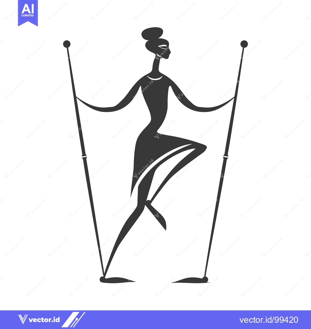 Premium Vector of Silhouette of a Woman Holding Two Sticks