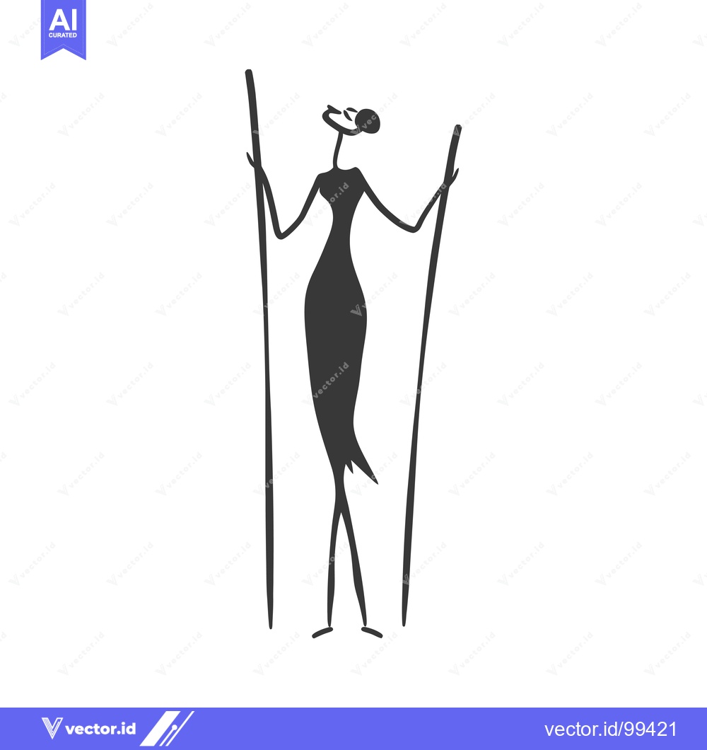Premium Vector dari Silhouette of a Woman Holding Two Sticks