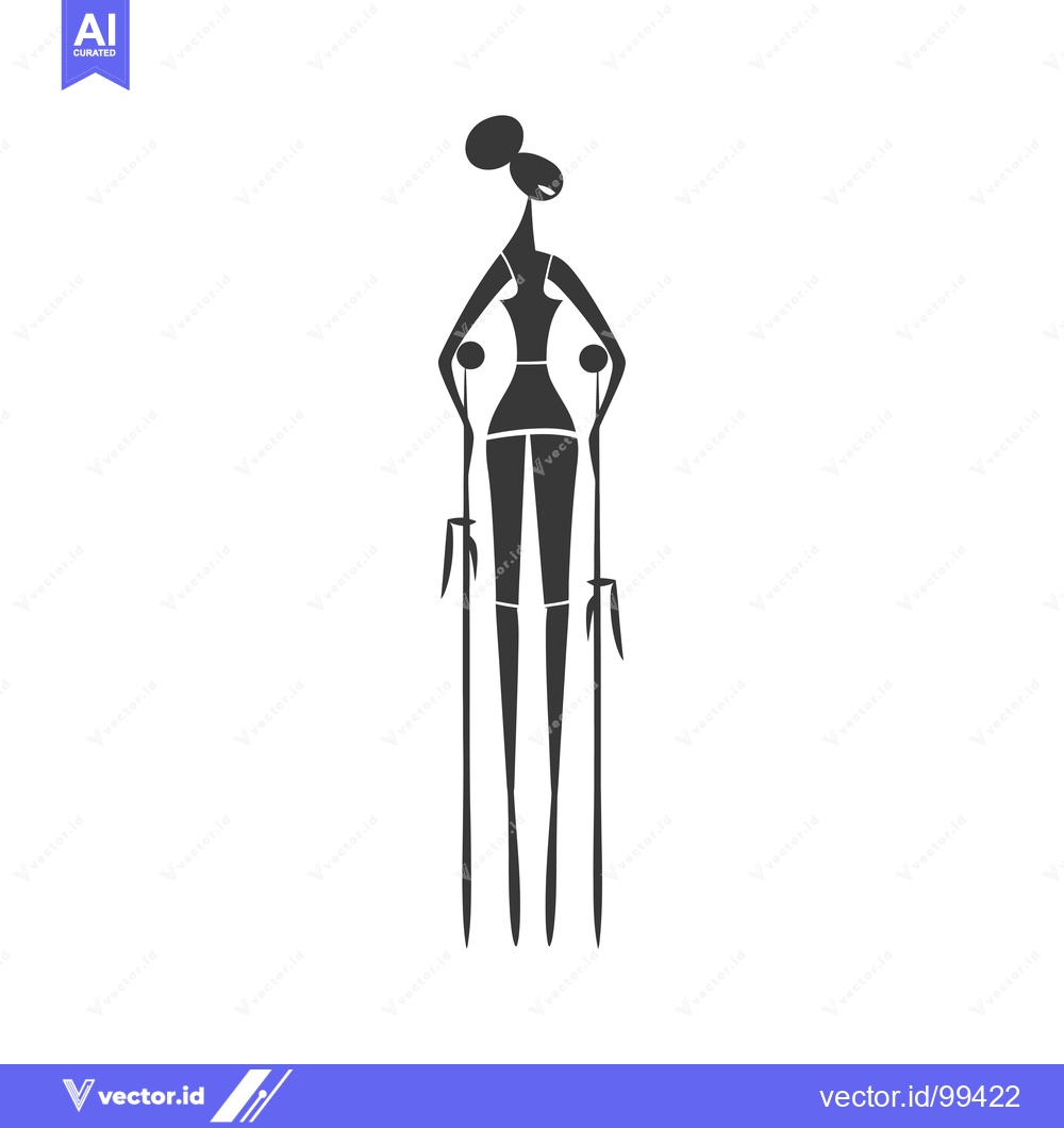 Premium Vector of Silhouette of a Woman Holding Two Tall Sticks