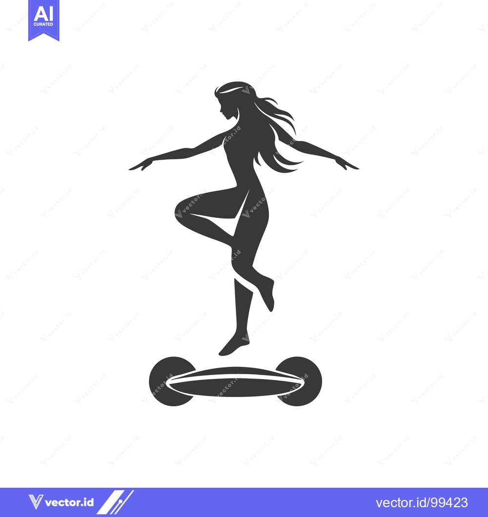 Premium Vector dari Silhouette of a Woman Hovering Above a Self-Balancing Scooter