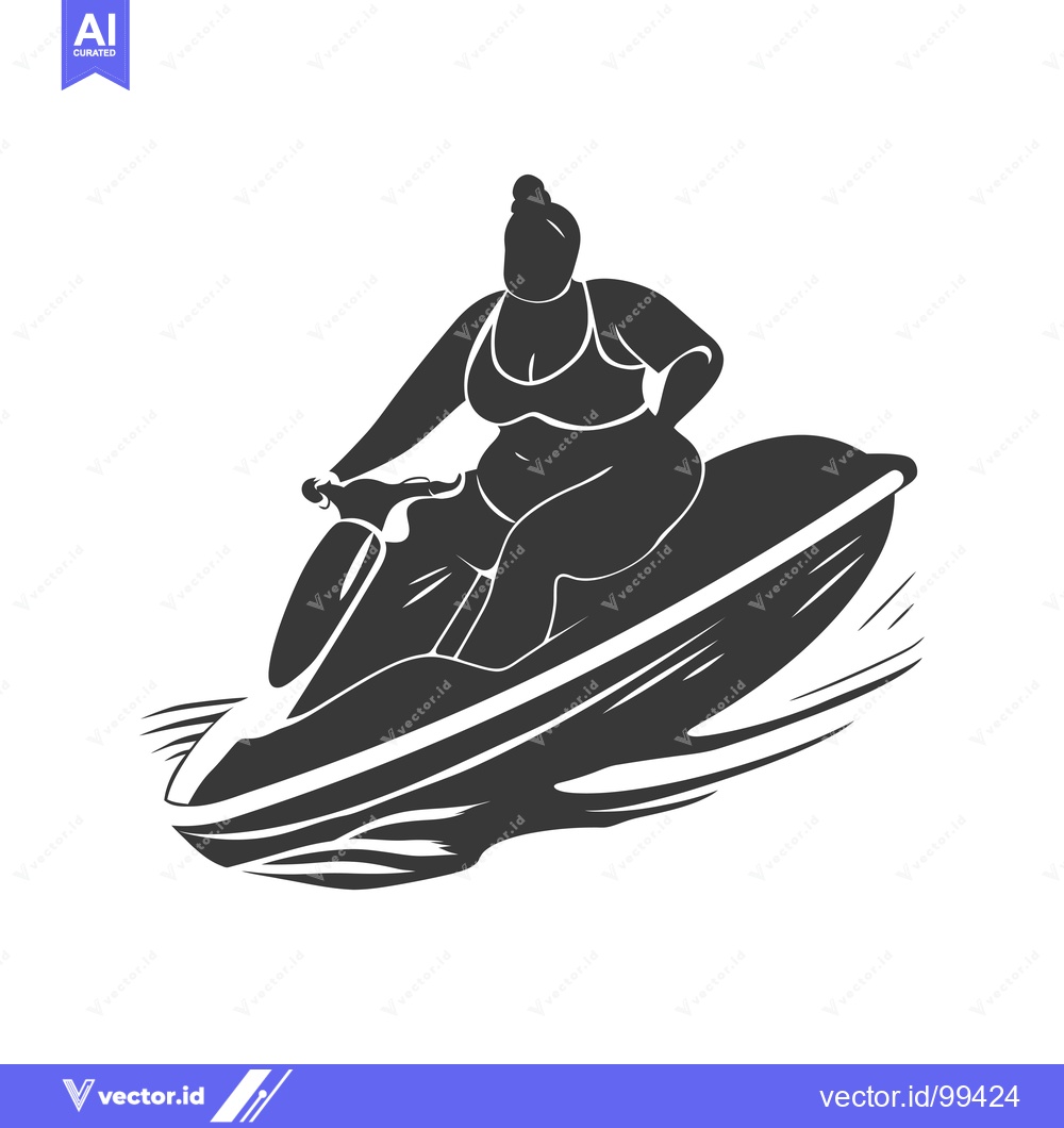 Premium Vector dari Silhouette of a woman in a bikini riding a jet ski