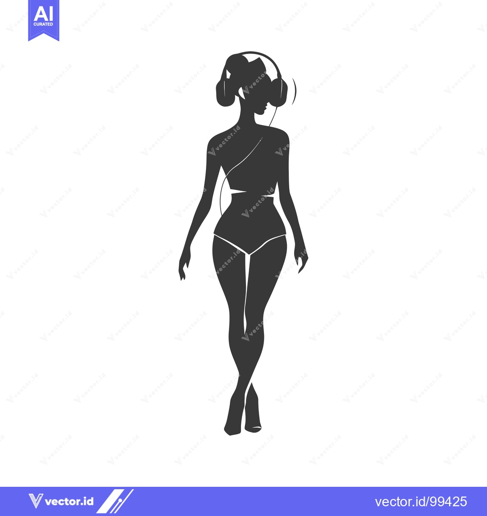 Premium Vector dari Silhouette of a woman in a bikini wearing headphones