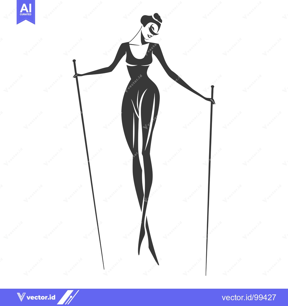 Premium Vector dari Silhouette of a woman in a bodysuit balancing on two poles