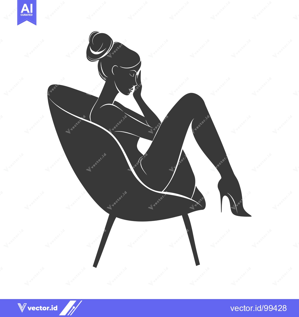 Premium Vector of Silhouette of a woman in a chair with her legs crossed