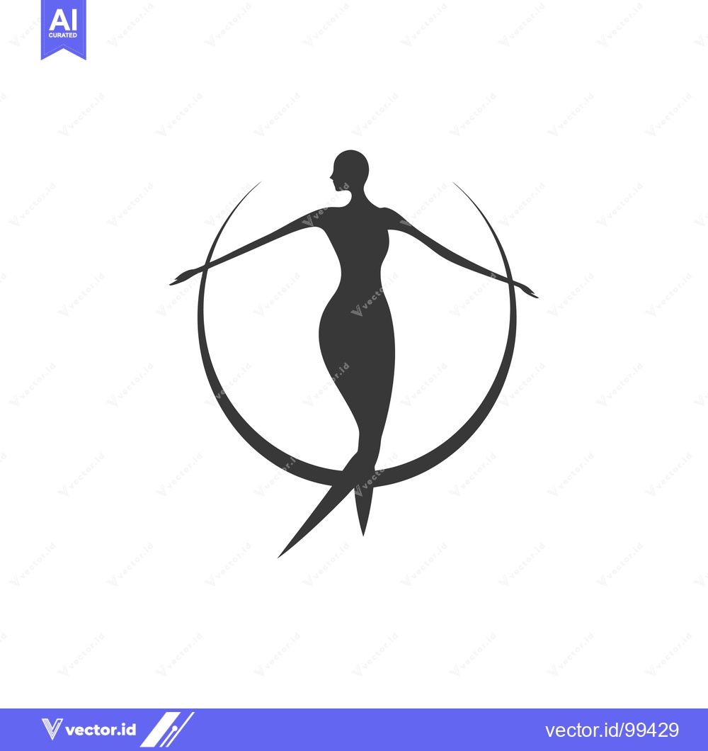 Premium Vector of Silhouette of a Woman in a Circular Pose