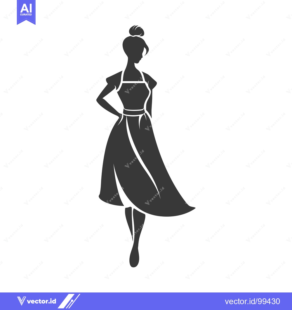 Premium Vector dari Silhouette of a Woman in a Dress and Apron