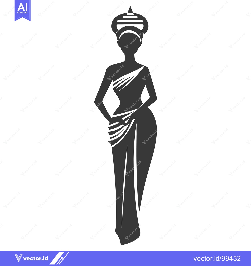 Premium Vector dari Silhouette of a Woman in a Dress and Headdress