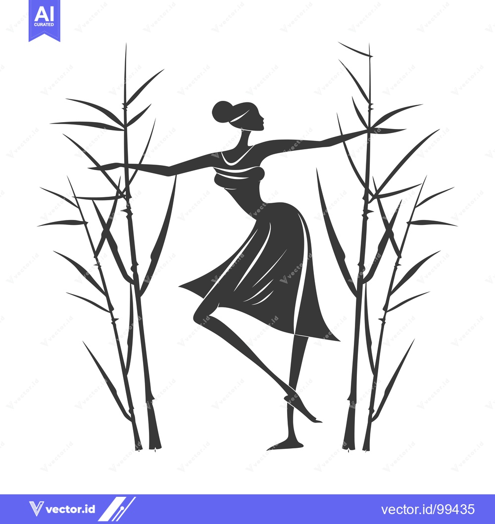 Premium Vector of Silhouette of a Woman in a Dress Dancing in a Bamboo Forest