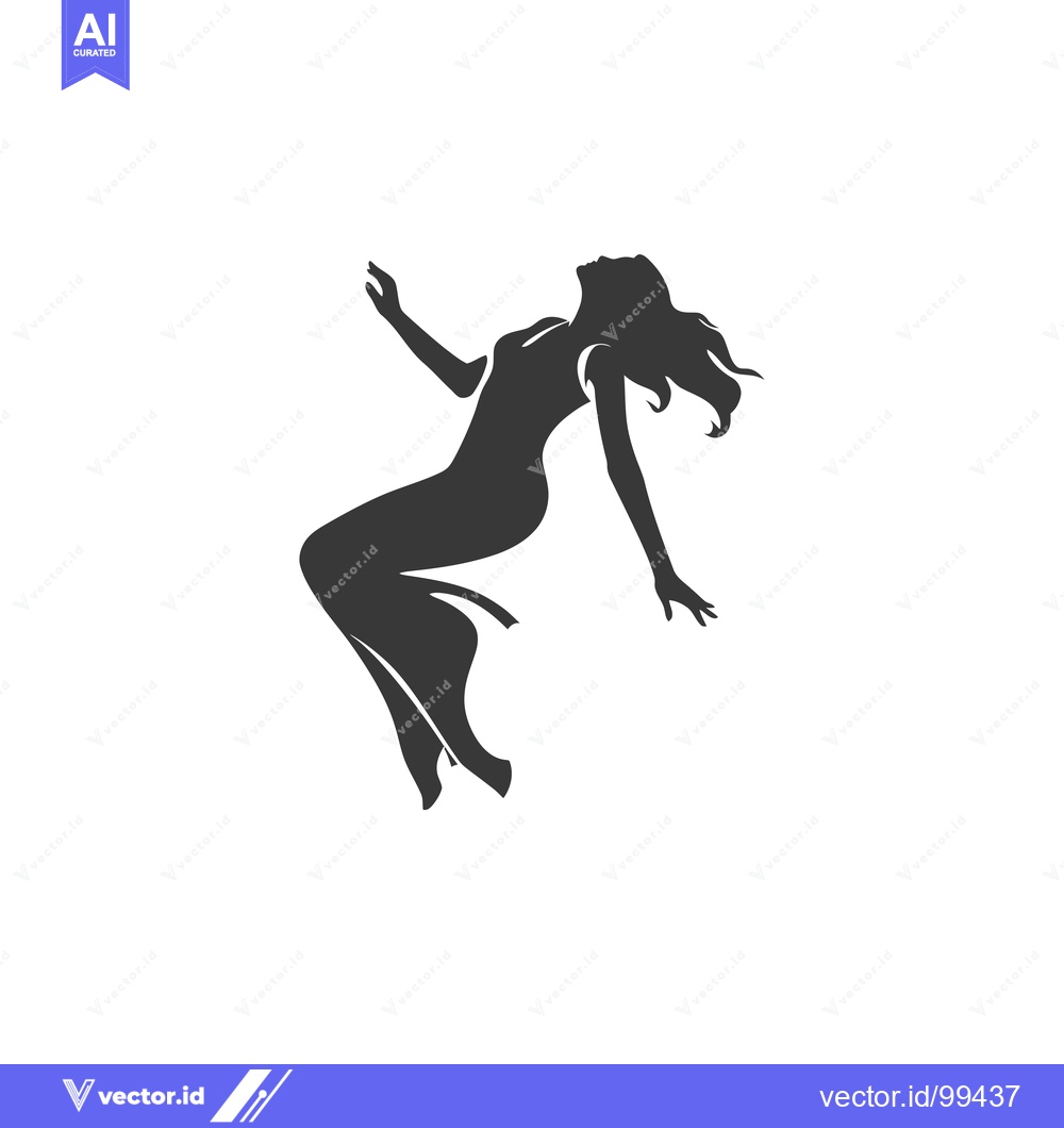 Premium Vector of Silhouette of a Woman in a Dress Falling Backwards