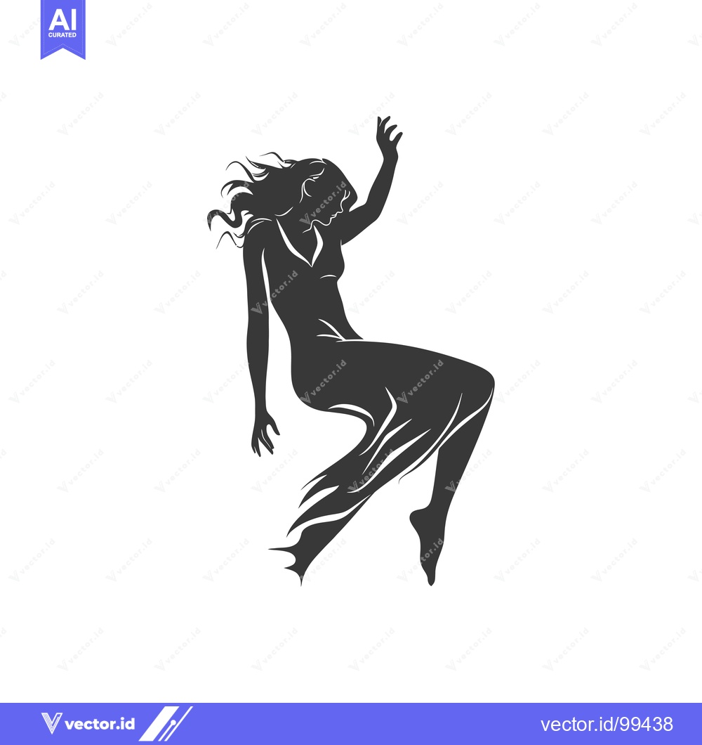 Premium Vector dari Silhouette of a Woman in a Dress Falling or Dancing