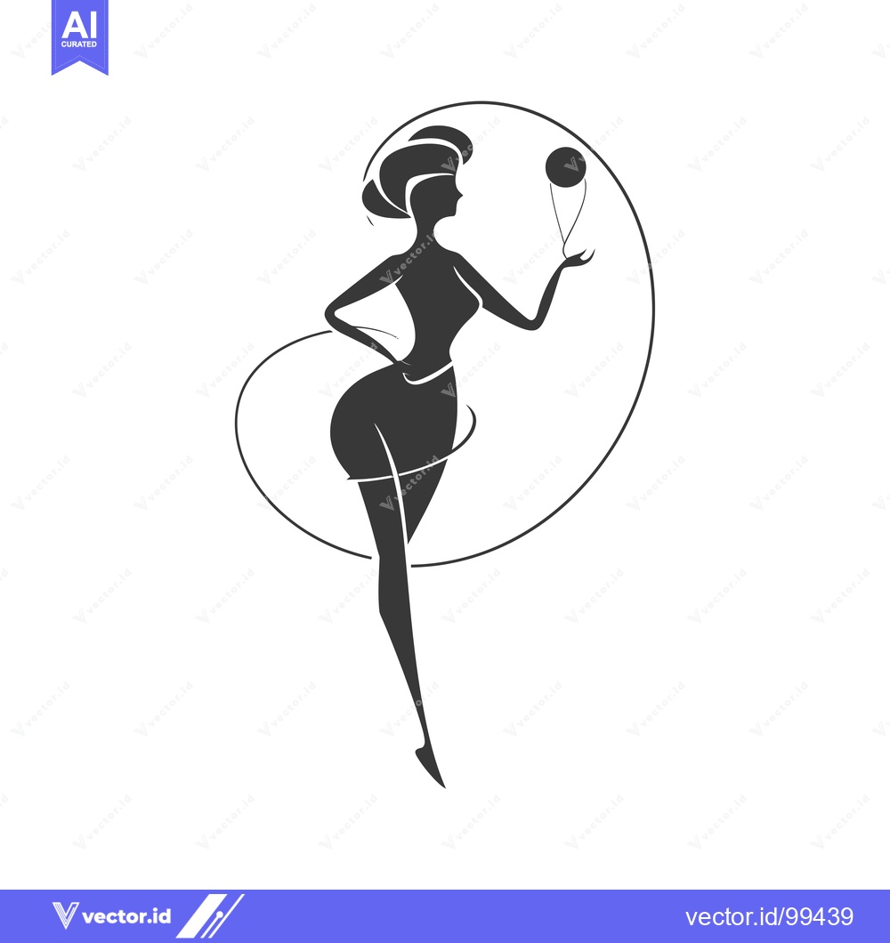 Premium Vector dari Silhouette of a Woman in a Dress Holding a Ball