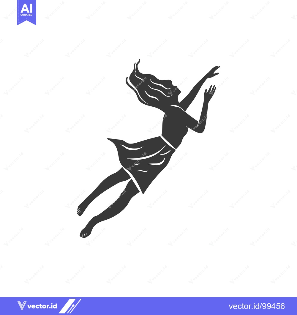 Premium Vector of Silhouette of a woman in a dress reaching upwards with outstretched ar