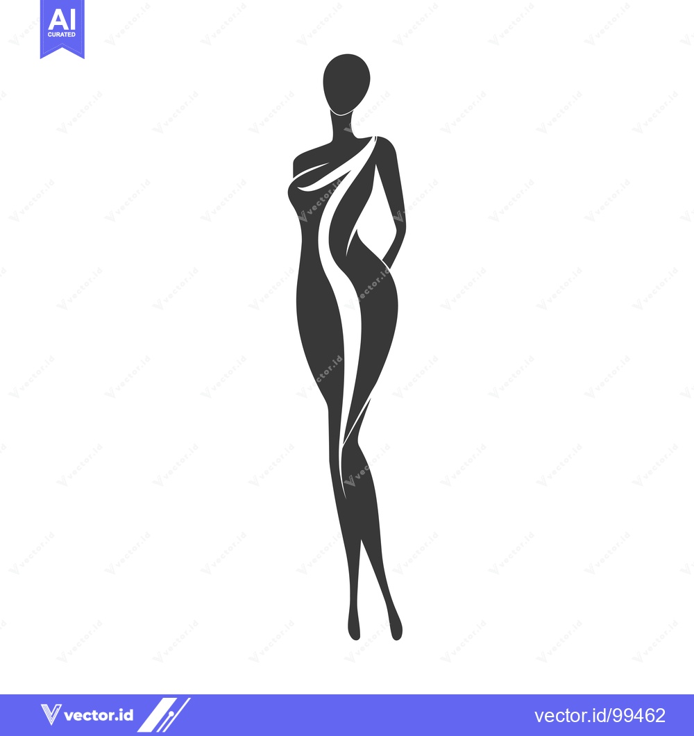 Premium Vector of Silhouette of a Woman in a Dress with a Swirling Design