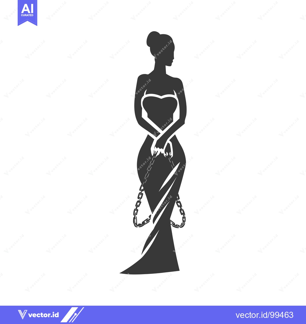 Premium Vector dari Silhouette of a Woman in a Dress with Chains