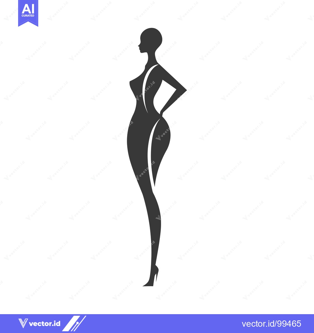 Premium Vector dari Silhouette of a Woman in a Dress with One Hand on Her Hip