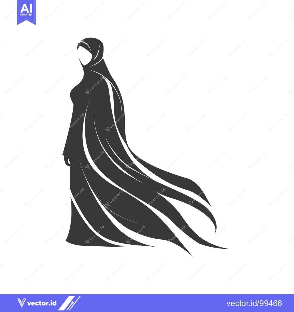 Premium Vector of Silhouette of a Woman in a Flowing Abaya