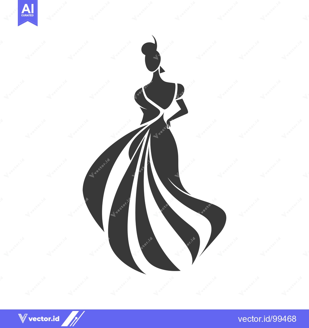 Premium Vector of Silhouette of a Woman in a Flowing Dress