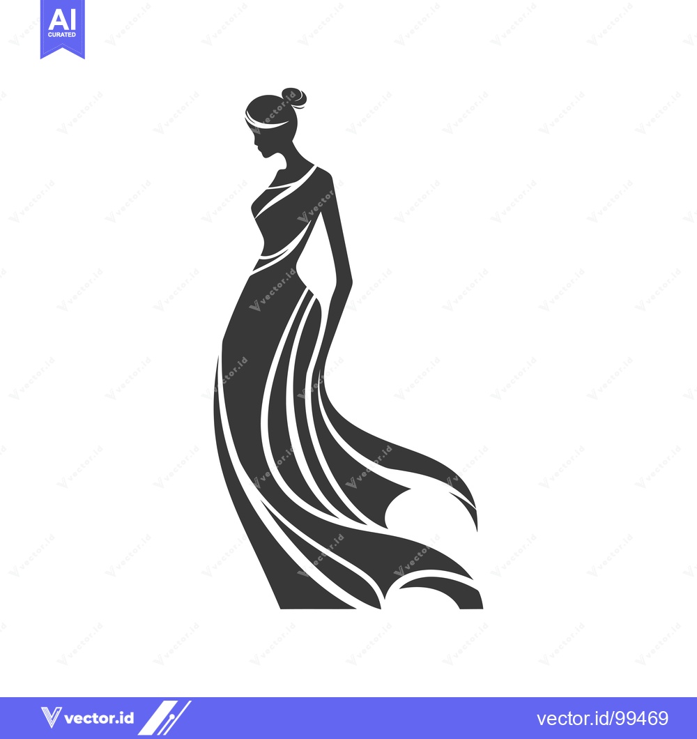 Premium Vector dari Silhouette of a Woman in a Flowing Dress