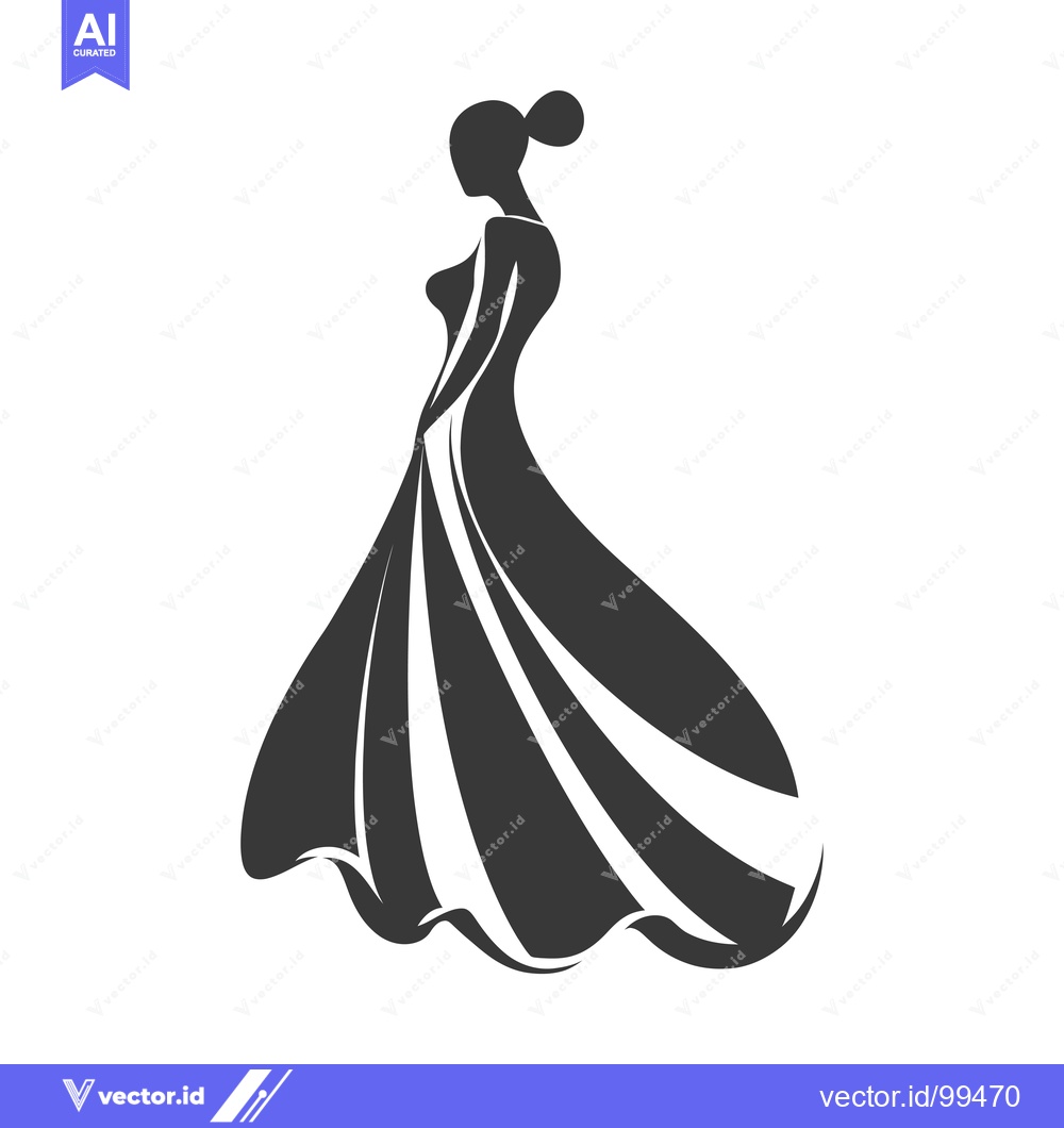 Premium Vector dari Silhouette of a Woman in a Flowing Dress