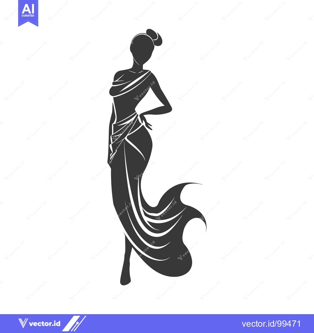 Premium Vector dari Silhouette of a Woman in a Flowing Dress
