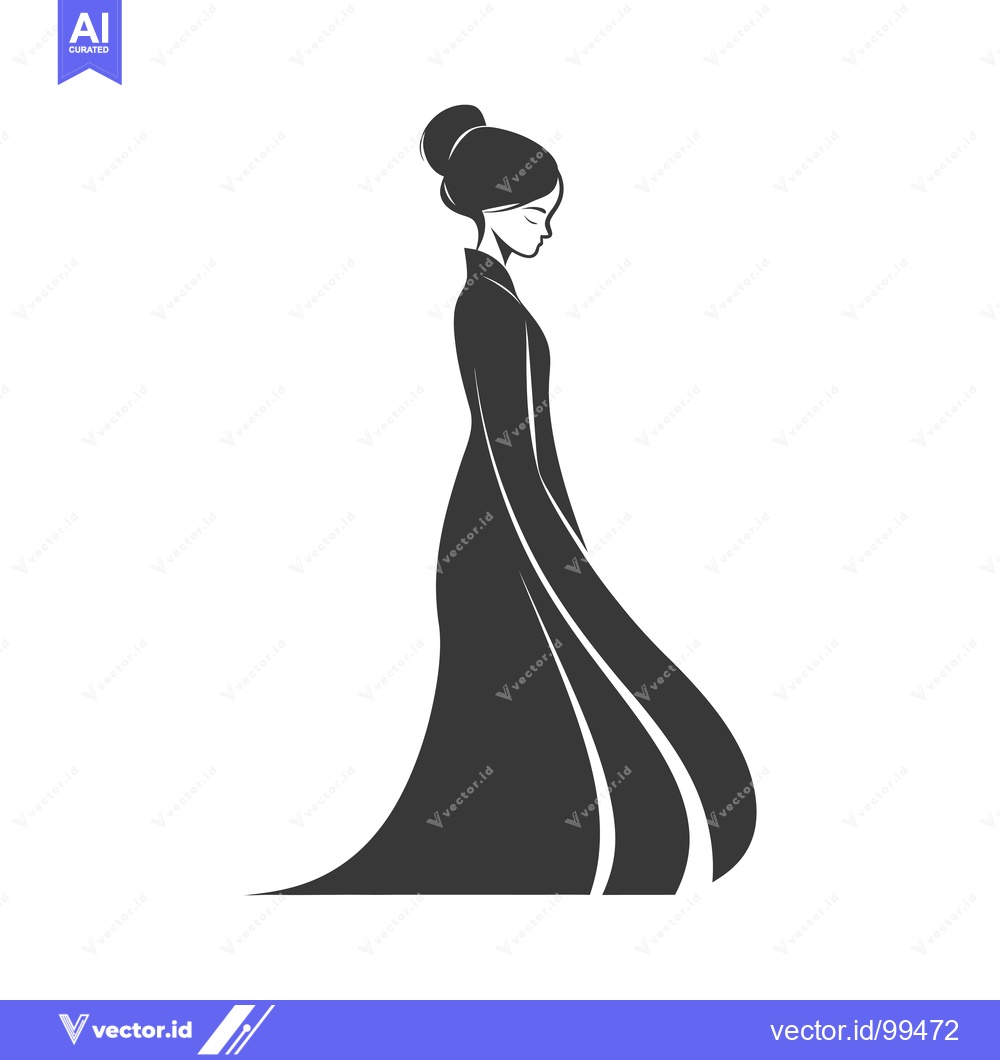 Premium Vector of Silhouette of a Woman in a Flowing Dress