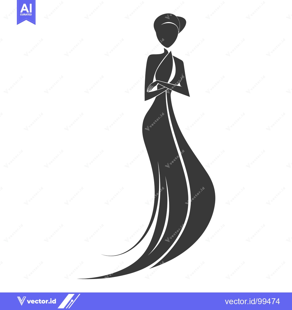 Premium Vector of Silhouette of a Woman in a Flowing Dress