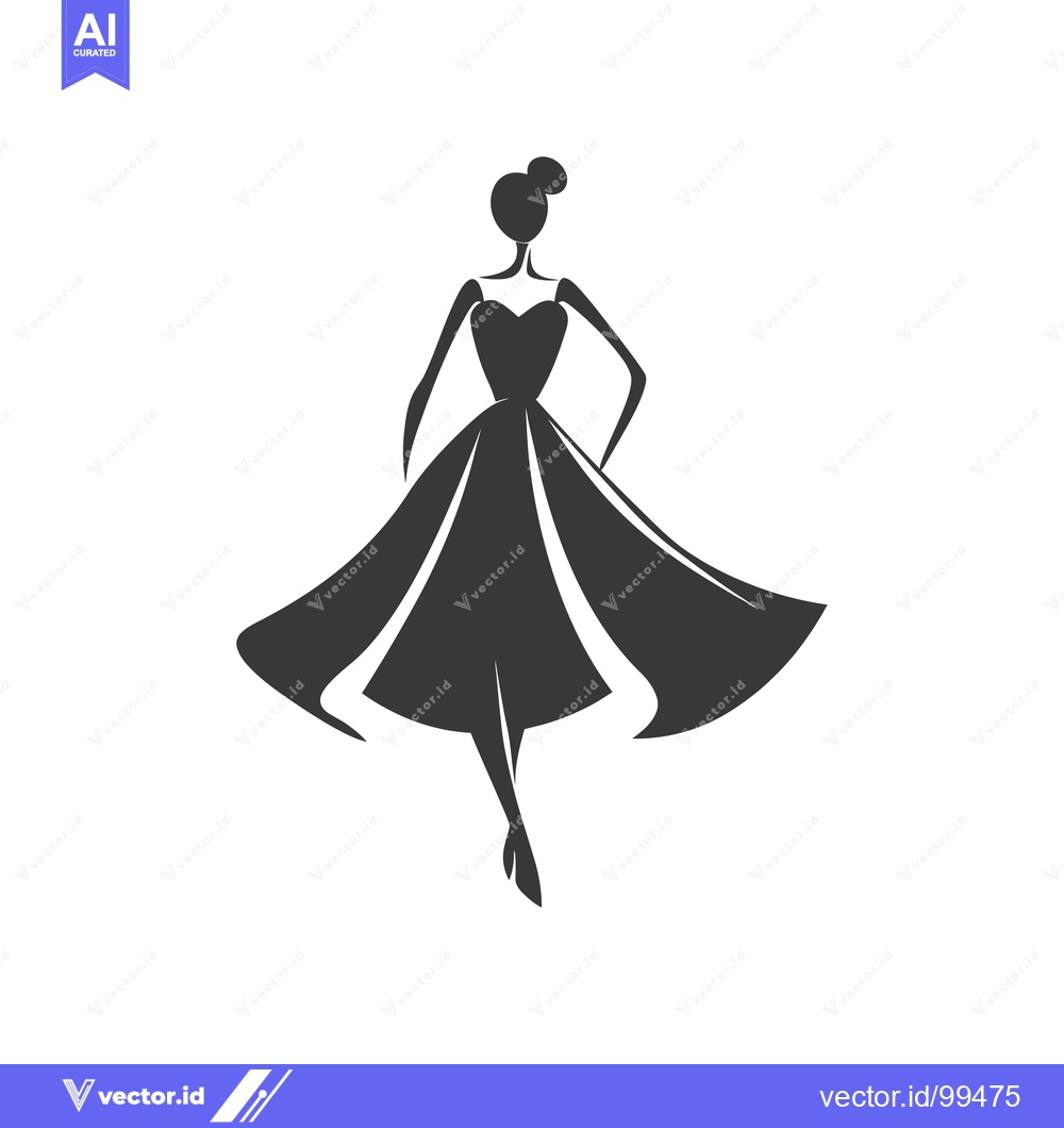 Premium Vector of Silhouette of a Woman in a Flowing Dress