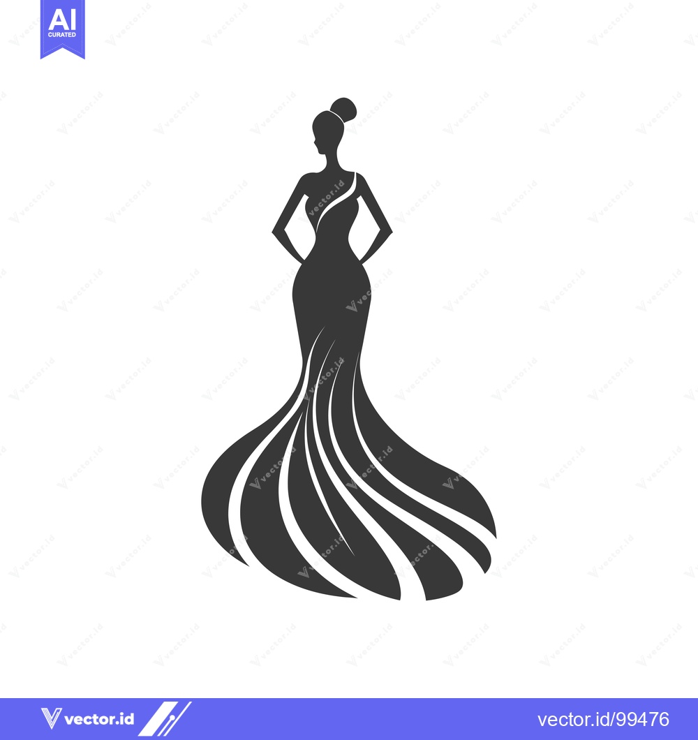 Premium Vector dari Silhouette of a Woman in a Flowing Dress
