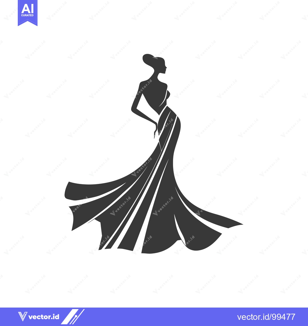 Premium Vector dari Silhouette of a Woman in a Flowing Dress