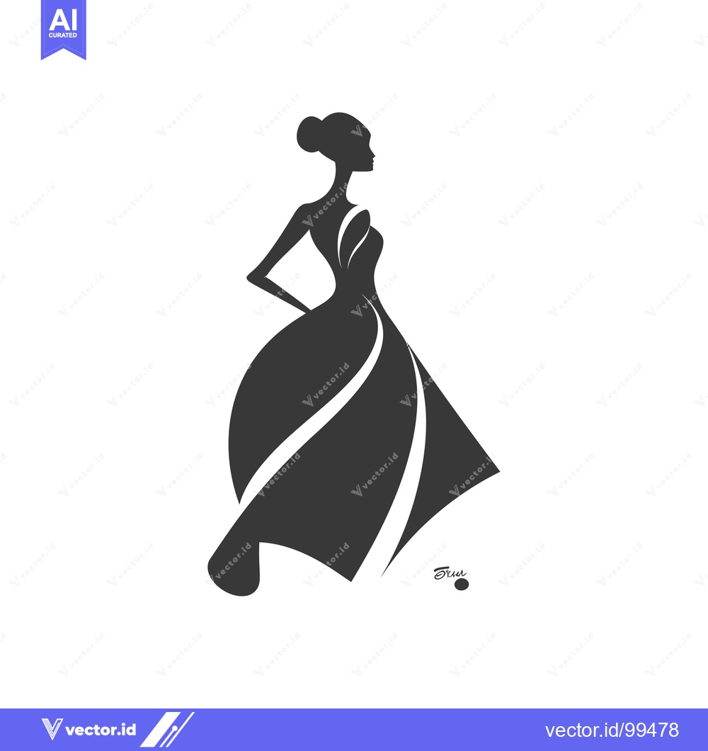 Premium Vector of Silhouette of a Woman in a Flowing Dress
